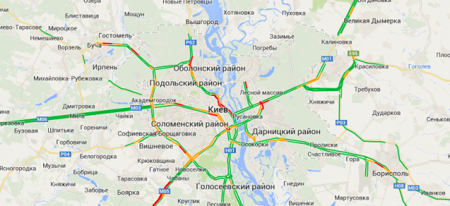В Киеве пробка на Набережном шоссе