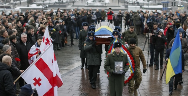 В Киеве попрощались с грузинским добровольцем, погибшем в Донецком аэропорту (ВИДЕО)