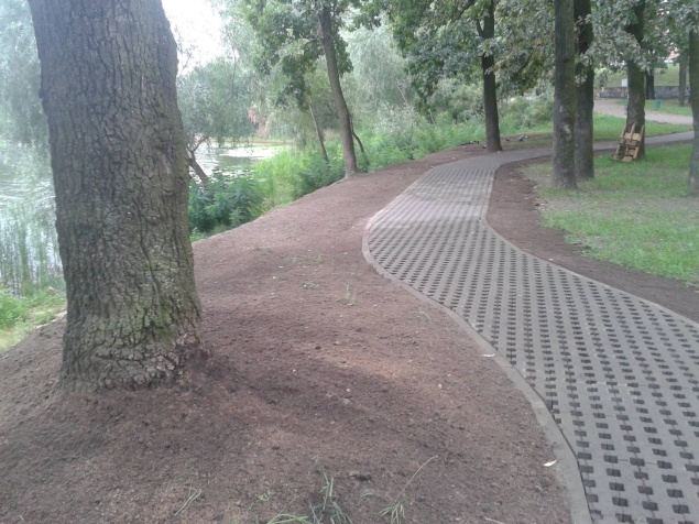 В киевском парке “Наталка” обустраивают дорожки из георешетки (фото)