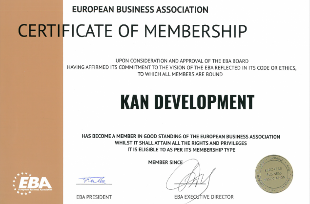 Девелопер KAN присоединился к Европейской Бизнес Ассоциации