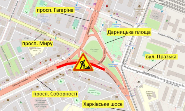 С 27 июля из-за начала капремонта Дарницкой площади в Киеве ограничат движение (схема)