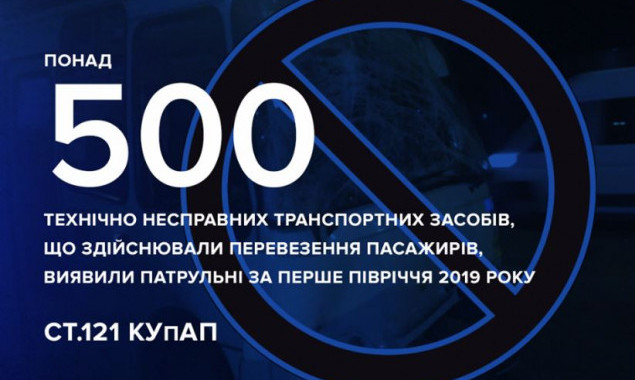 С начала 2019 года в Киеве выявлены более 500 неисправных транспортных средств, осуществляющих пассажирские перевозки
