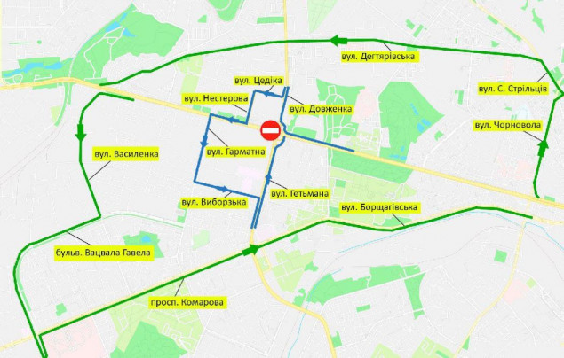 Движение по столичному проспекту Победы будет ограничено ориентировочно до утра 21 октября (схема)