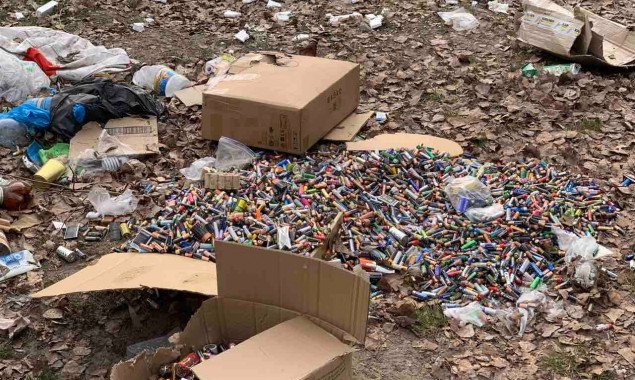 Рядом с пляжем “Троещина” в Киеве местные жители обнаружили около 300 кг выброшенных батареек (фото)