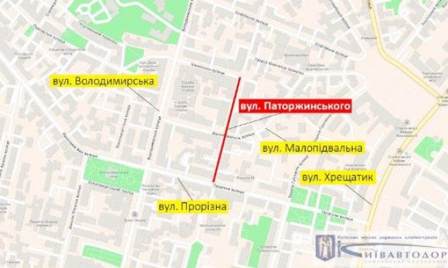 С сегодняшнего дня на улицах Паторжинского и Сретенской в Киеве ограничат движение (схемы)