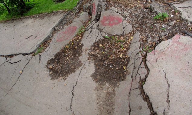 Местные жители требуют отремонтировать тротуар на улице Брацлавской в Дарницком районе Киева