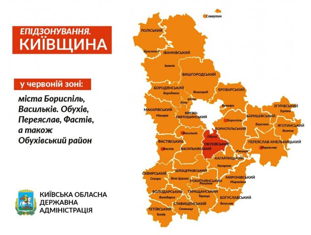 На Київщині шість територій потрапили в “червону” зону