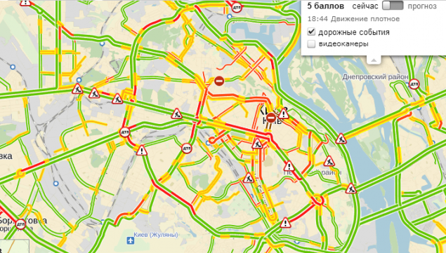 В Киеве 5-бальные пробки, загружен не только центр, но и периферия