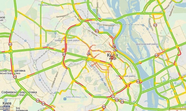 В Киеве пробки 7 баллов из-за непогоды