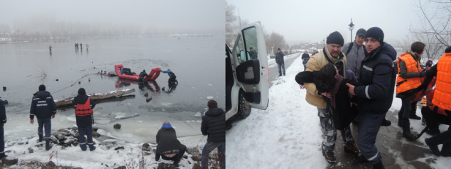 В Киеве спасатели достали из воды очередных любителей прогуляться по тонкому льду (ФОТО)