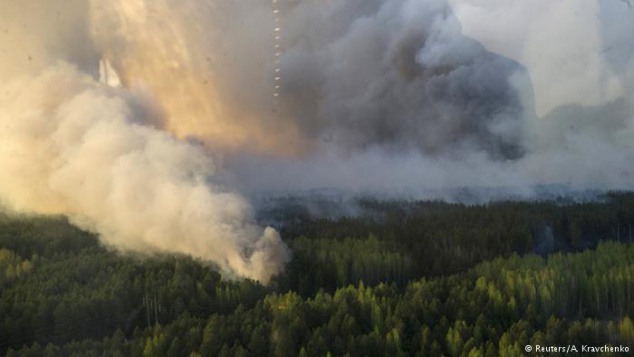 Огонь под Чернобылем локализировали, но лес все равно горит