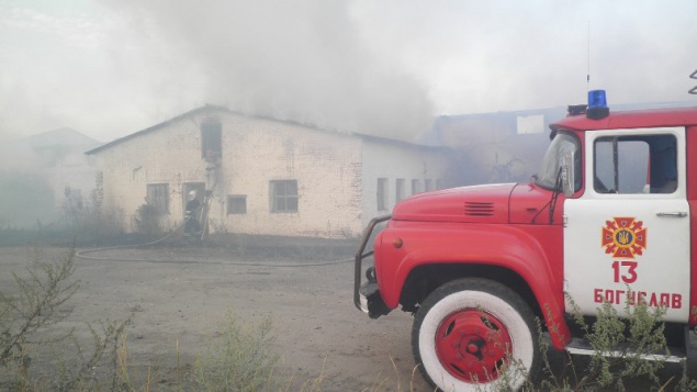 На Киевщине из-за пожара сухостоя загорелось здание (фото)