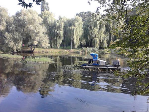 Столичные коммунальщики почистили озеро в парке им. М. Рыльского (фото)