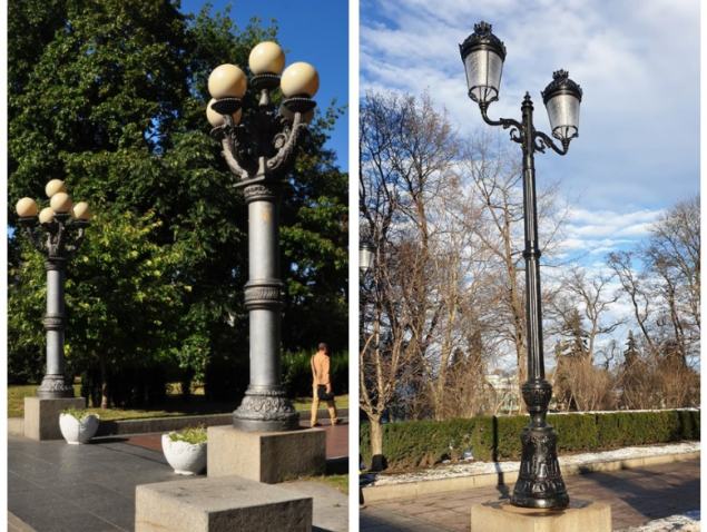 Мэра Киева просят пояснить, почему при замене фонарей в Мариинском парке не был учтен дизайн старых
