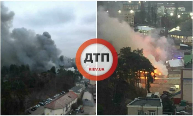 На Святошино произошел масштабный пожар на складах (фото, видео)