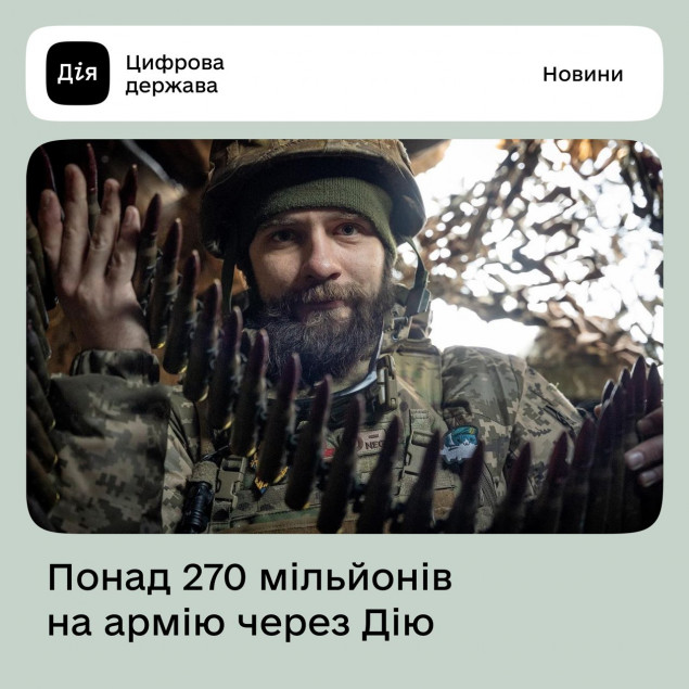 Українці зібрали понад 270 млн гривень на армію в “Дії”