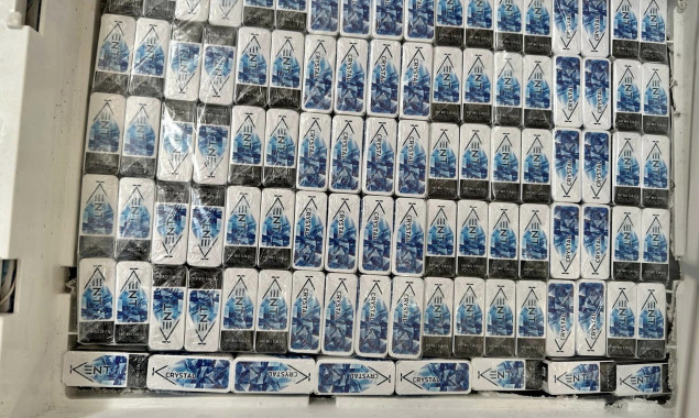 Київські митники в очищувачі повітря, що прямував до Італії, виявили схованку з 243 пачками сигарет (фото)