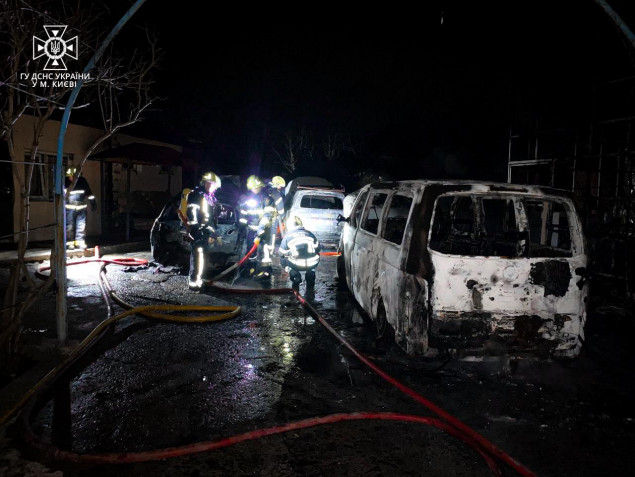 У Дарницькому районі на території приватної садиби сгоріло три автомобіля та теплиця (фото)